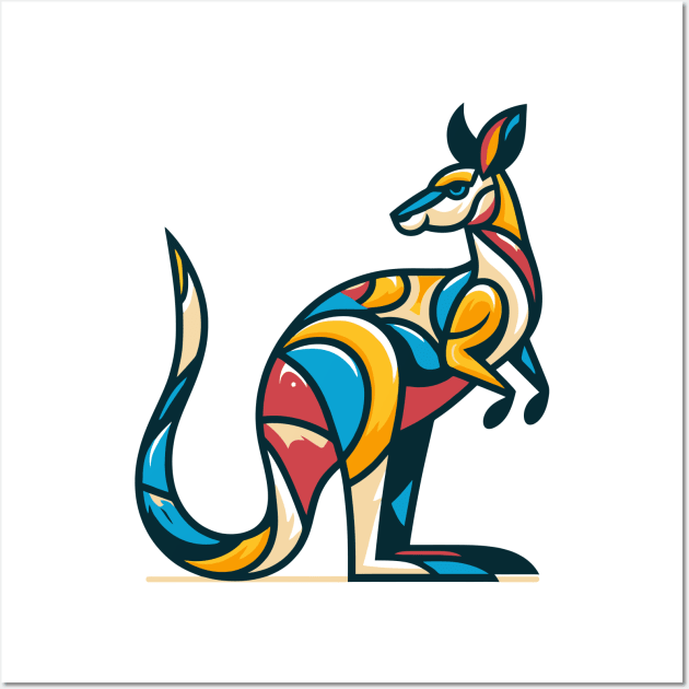 Pop art kangaroo illustration. cubism illustration of a kangaroo Wall Art by gblackid